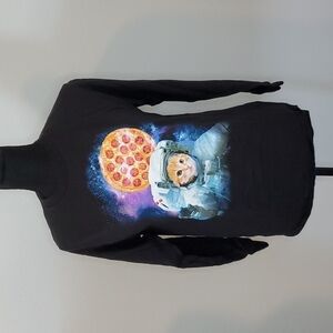 ELDON.SPACE CAT WITH PIZZA LONG SLEEVE T-SHIRT. SZ XL